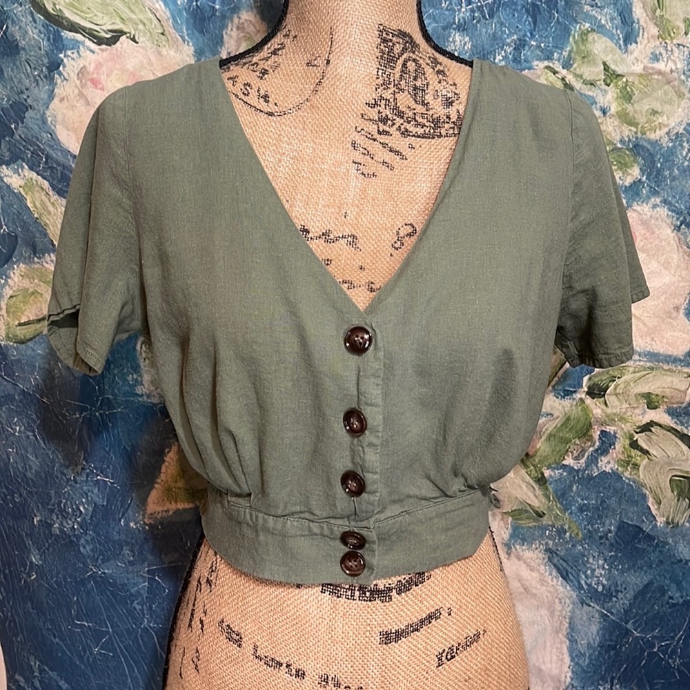 LA Hearts Green Crop Top